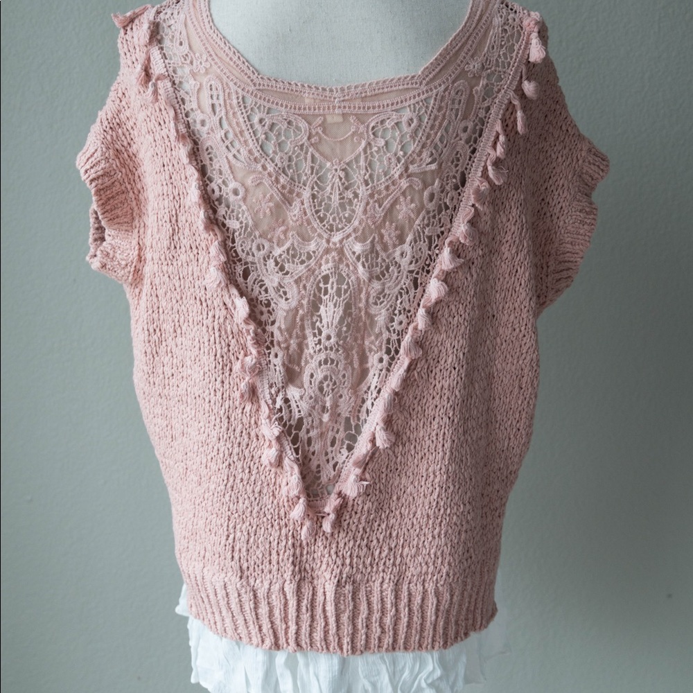 ODDI Sweater with back Lace detail PINK